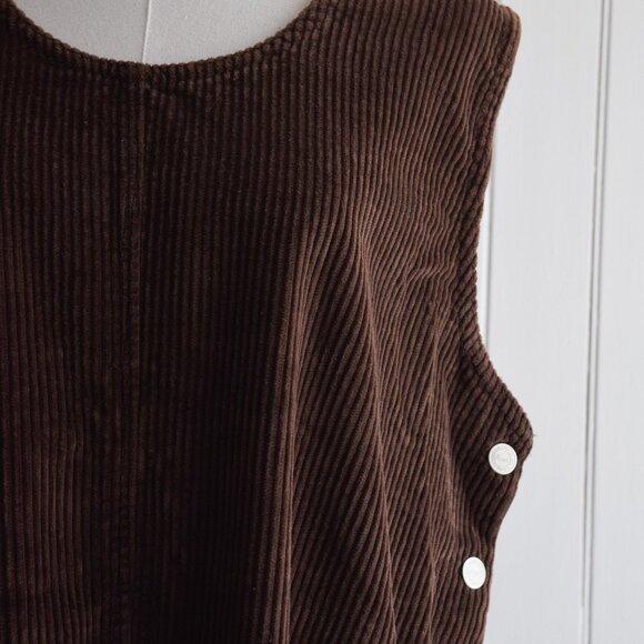 vtg chocolate corduroy jumper dress | l/xl - Picture 3 of 6